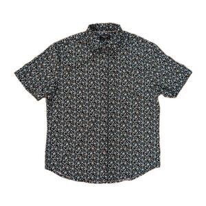 Visitor Premium 4-Way Stretch Floral Shirt Men’s XL Blue Black Button Front